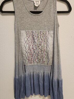 Tunic top, People's Project LA, size small (7-8). Ombre-dyed Gray and Blue